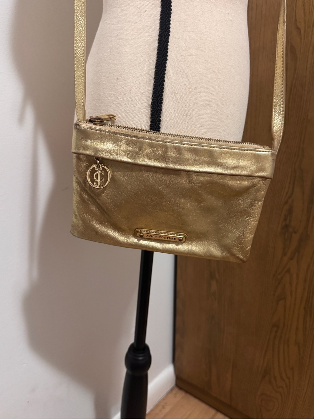 Juicy Couture Shimmery Gold Crossbody Shoulder Bag